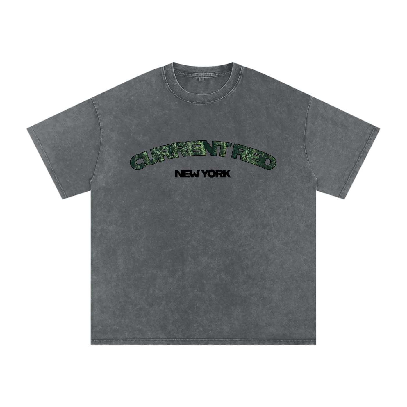 current red washed camo tee