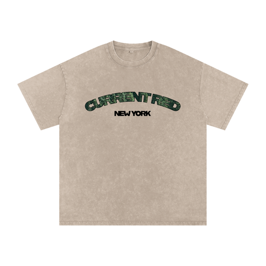 current red washed camo tee