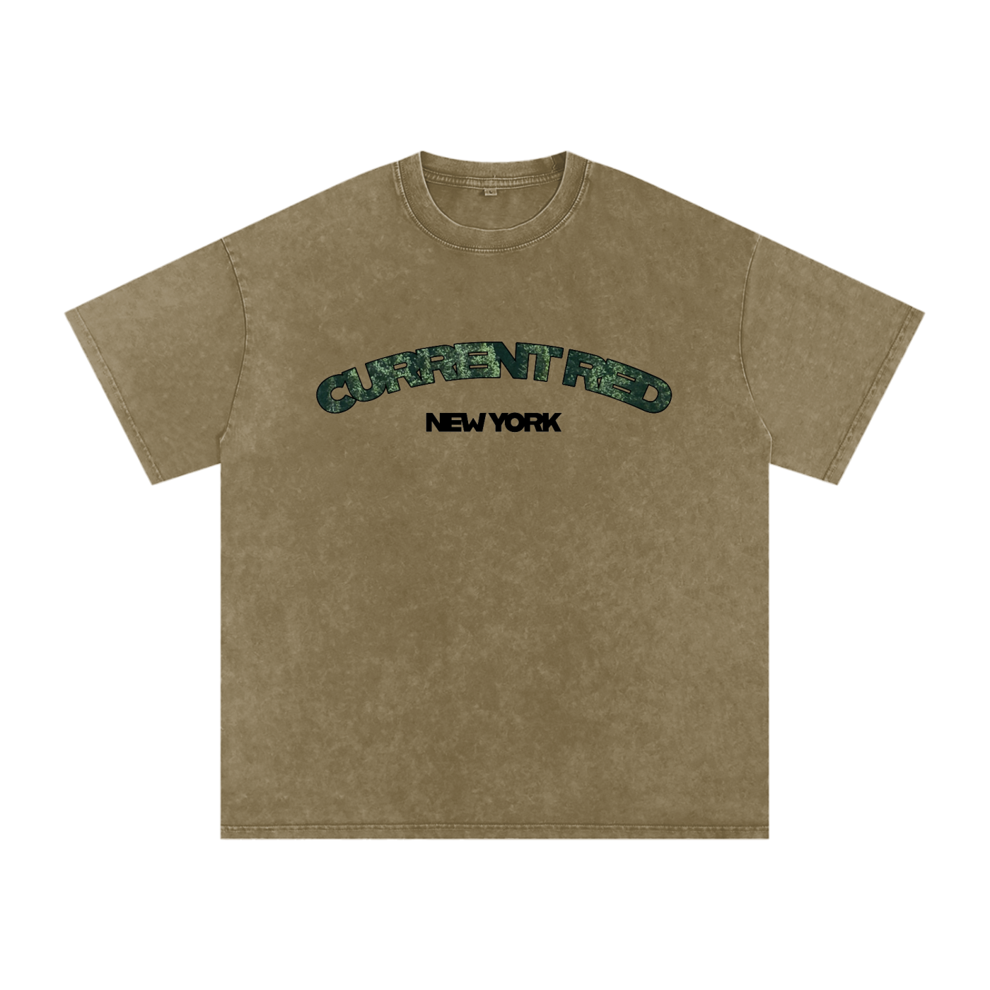 current red washed camo tee